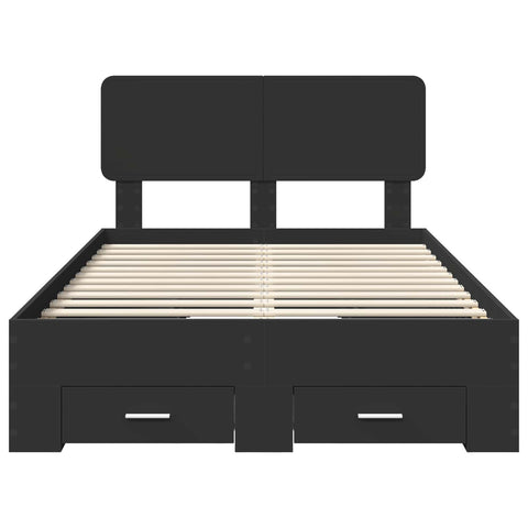 vidaXL Bed Frame with Headboard Black 120 x 190 cm Engineered Wood