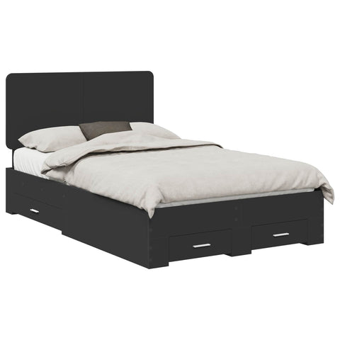 vidaXL Bed Frame with Headboard Black 120 x 190 cm Engineered Wood