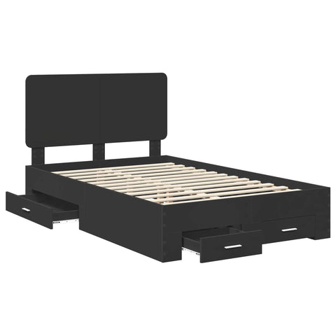 vidaXL Bed Frame with Headboard Black 120 x 190 cm Engineered Wood