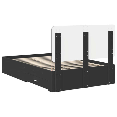 vidaXL Bed Frame with Headboard Black 120 x 190 cm Engineered Wood