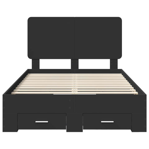 vidaXL Bed Frame with Headboard Black 120 x 190 cm Engineered Wood