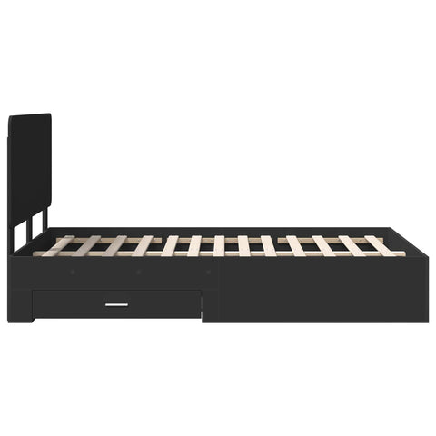 vidaXL Bed Frame with Headboard Black 120 x 190 cm Engineered Wood