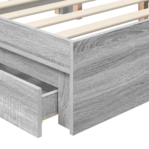 vidaXL Bed Frame with Drawer Grey Sonoma 140 x 200 cm Engineered Wood