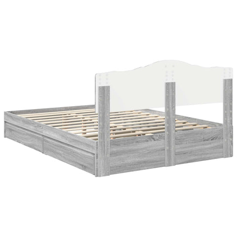 vidaXL Bed Frame with Drawer Grey Sonoma 140 x 200 cm Engineered Wood