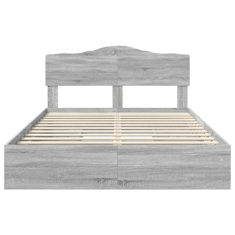vidaXL Bed Frame with Drawer Grey Sonoma 140 x 200 cm Engineered Wood