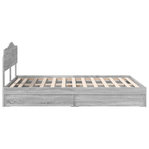 vidaXL Bed Frame with Drawer Grey Sonoma 140 x 200 cm Engineered Wood
