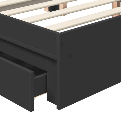vidaXL Bed Frame with Drawer Black 135 x 190 cm Engineered Wood