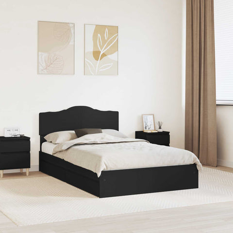 vidaXL Bed Frame with Drawer Black 135 x 190 cm Engineered Wood