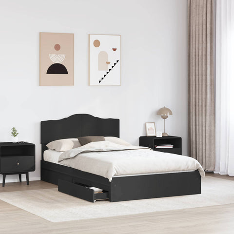 vidaXL Bed Frame with Drawer Black 135 x 190 cm Engineered Wood
