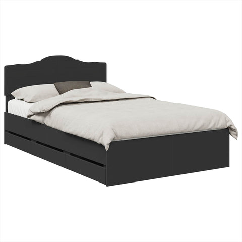 vidaXL Bed Frame with Drawer Black 135 x 190 cm Engineered Wood