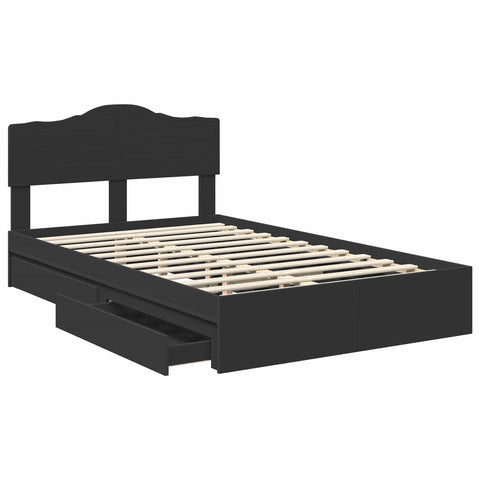 vidaXL Bed Frame with Drawer Black 135 x 190 cm Engineered Wood