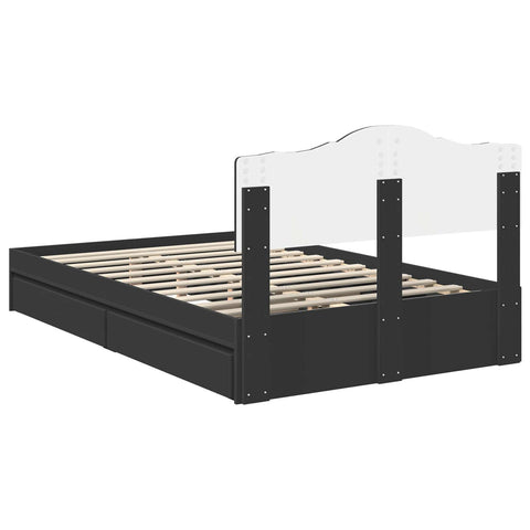 vidaXL Bed Frame with Drawer Black 135 x 190 cm Engineered Wood