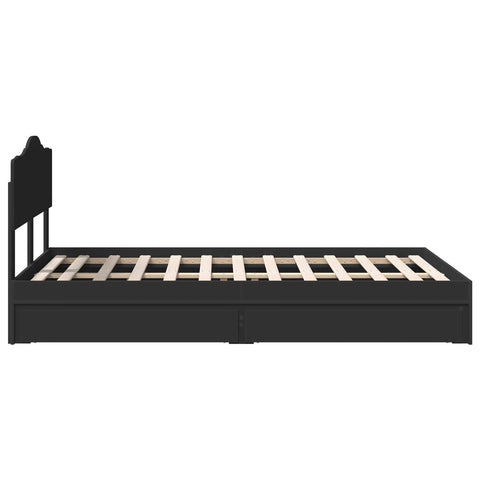 vidaXL Bed Frame with Drawer Black 135 x 190 cm Engineered Wood