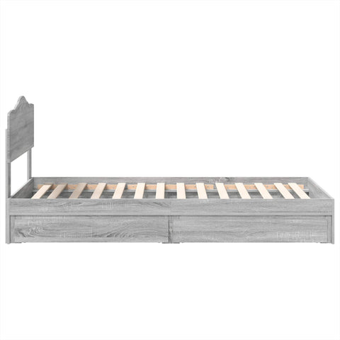 vidaXL Bed Frame with Drawer Grey Sonoma 90 x 200 cm Engineered Wood