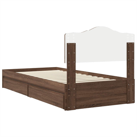 vidaXL Bed Frame with Drawer Brown Oak 90 x 200 cm Engineered Wood