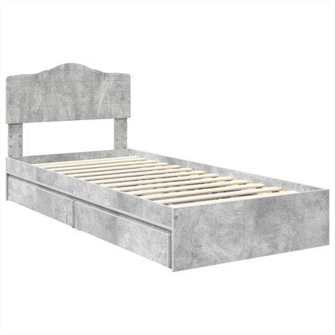 vidaXL Bed Frame with Drawer Concrete Grey 90 x 190 cm Engineered Wood