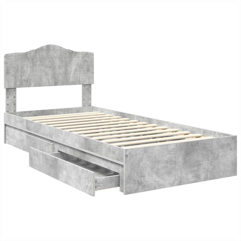 vidaXL Bed Frame with Drawer Concrete Grey 90 x 190 cm Engineered Wood