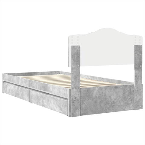 vidaXL Bed Frame with Drawer Concrete Grey 90 x 190 cm Engineered Wood