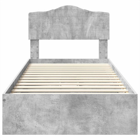 vidaXL Bed Frame with Drawer Concrete Grey 90 x 190 cm Engineered Wood