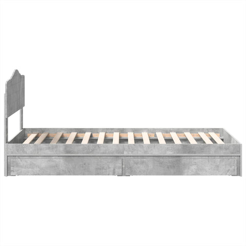 vidaXL Bed Frame with Drawer Concrete Grey 90 x 190 cm Engineered Wood