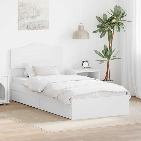vidaXL Bed Frame with Drawer White 75 x 190 cm Engineered Wood