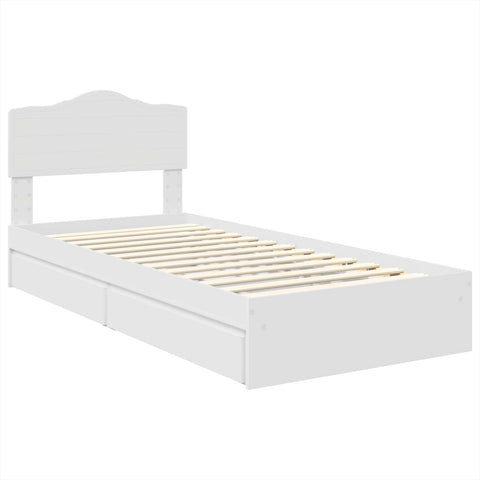vidaXL Bed Frame with Drawer White 75 x 190 cm Engineered Wood
