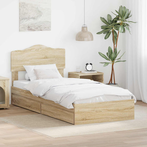 vidaXL Bed Frame with Drawer Sonoma Oak 75 x 190 cm Engineered Wood