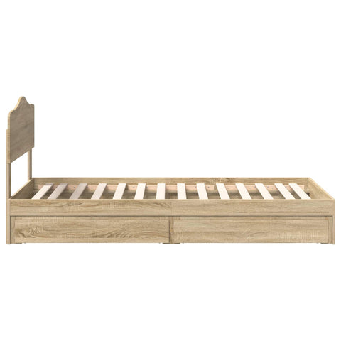 vidaXL Bed Frame with Drawer Sonoma Oak 75 x 190 cm Engineered Wood