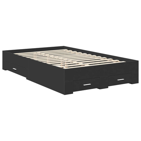 vidaXL Bed Frame with Headboard Black 135 x 190 cm Engineered Wood