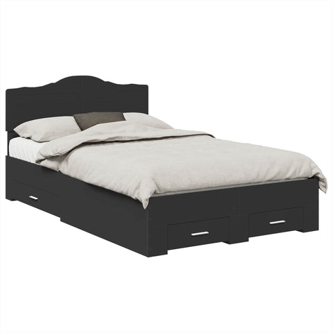 vidaXL Bed Frame with Headboard Black 120 x 190 cm Engineered Wood