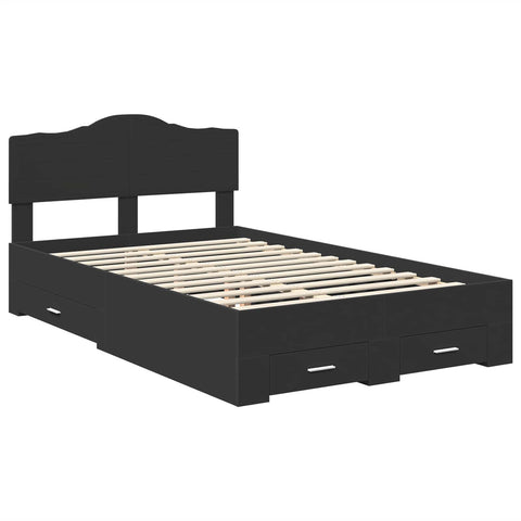 vidaXL Bed Frame with Headboard Black 120 x 190 cm Engineered Wood