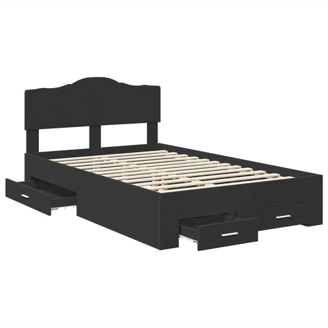vidaXL Bed Frame with Headboard Black 120 x 190 cm Engineered Wood