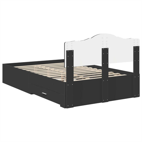 vidaXL Bed Frame with Headboard Black 120 x 190 cm Engineered Wood