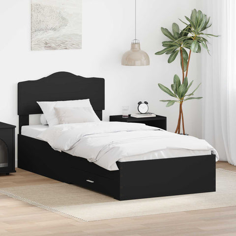 vidaXL Bed Frame with Drawer Black 75 x 190 cm Engineered Wood