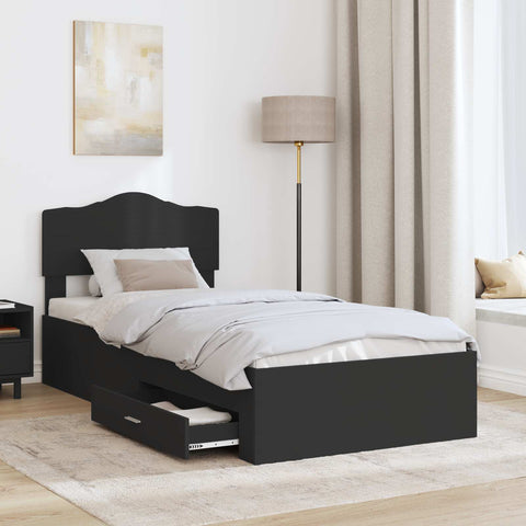 vidaXL Bed Frame with Drawer Black 75 x 190 cm Engineered Wood