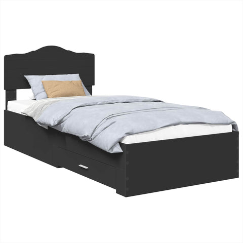 vidaXL Bed Frame with Drawer Black 75 x 190 cm Engineered Wood