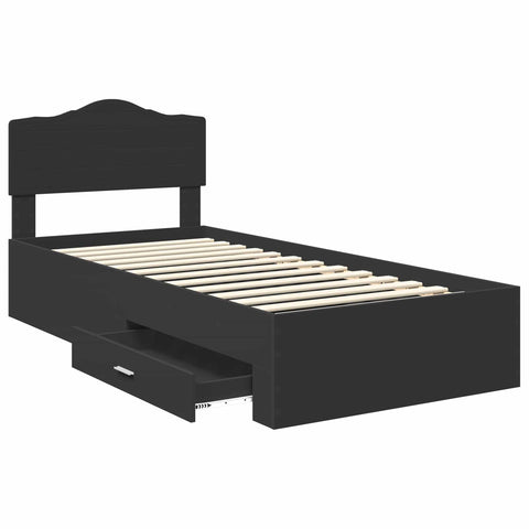 vidaXL Bed Frame with Drawer Black 75 x 190 cm Engineered Wood