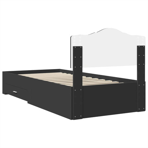 vidaXL Bed Frame with Drawer Black 75 x 190 cm Engineered Wood