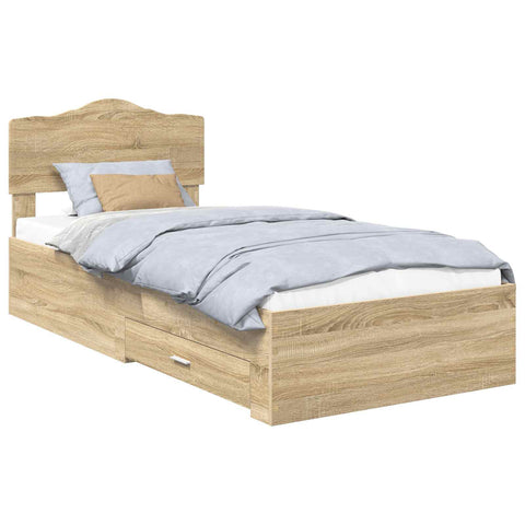 vidaXL Bed Frame with Drawer Sonoma Oak 75 x 190 cm Engineered Wood