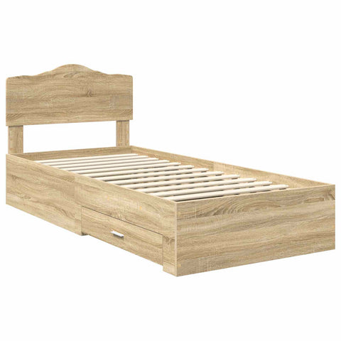 vidaXL Bed Frame with Drawer Sonoma Oak 75 x 190 cm Engineered Wood