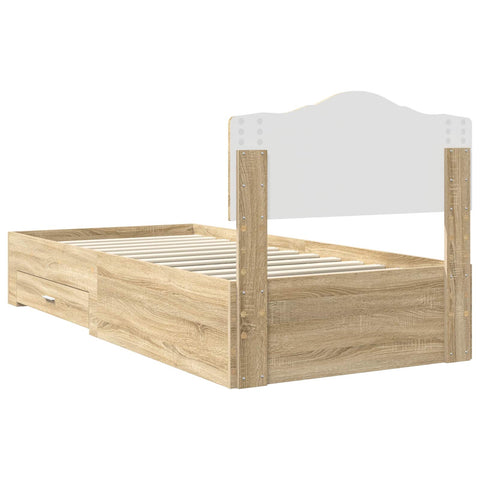 vidaXL Bed Frame with Drawer Sonoma Oak 75 x 190 cm Engineered Wood