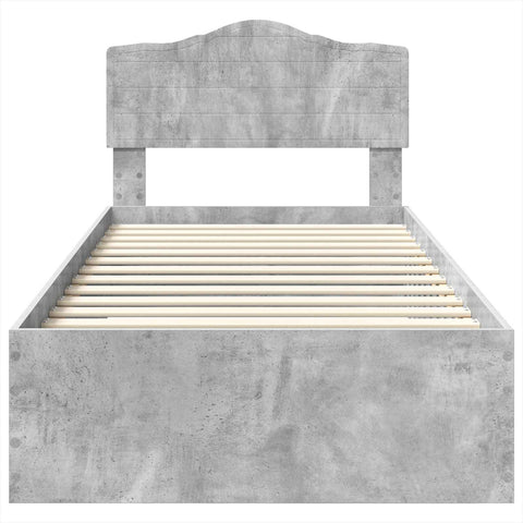 vidaXL Bed Frame with Drawer Concrete Grey 75 x 190 cm Engineered Wood