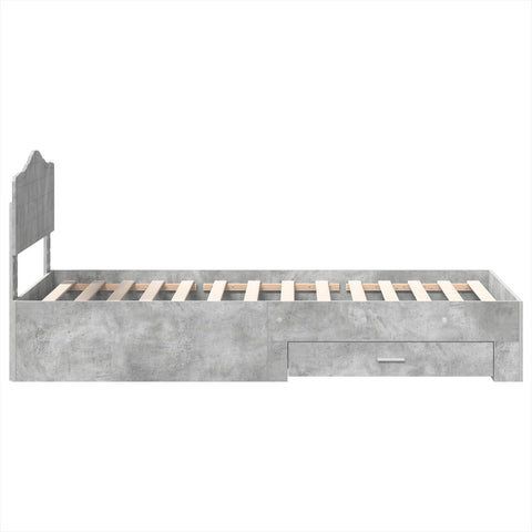vidaXL Bed Frame with Drawer Concrete Grey 75 x 190 cm Engineered Wood