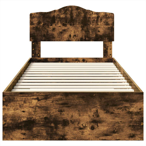 vidaXL Bed Frame with Drawer Smoked Oak 75 x 190 cm Engineered Wood