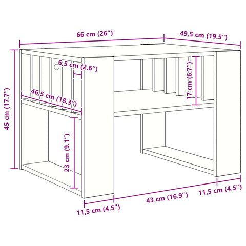 vidaXL Coffee Table White 66 x 49.5 x 45 cm Engineered Wood
