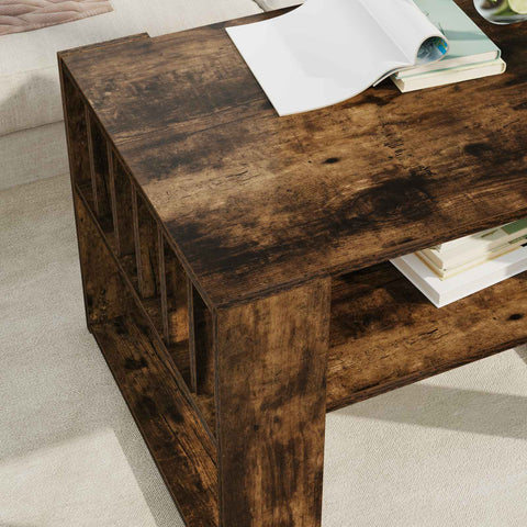 vidaXL Coffee Table Smoked Oak 66 x 49.5 x 45 cm Engineered Wood