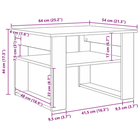 vidaXL Coffee Table Grey Sonoma 64 x 54 x 44 cm Engineered Wood