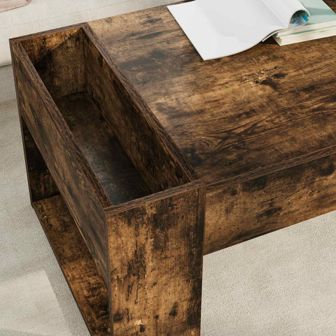 vidaXL Coffee Table Smoked Oak 110 x 50 x 41 cm Engineered Wood