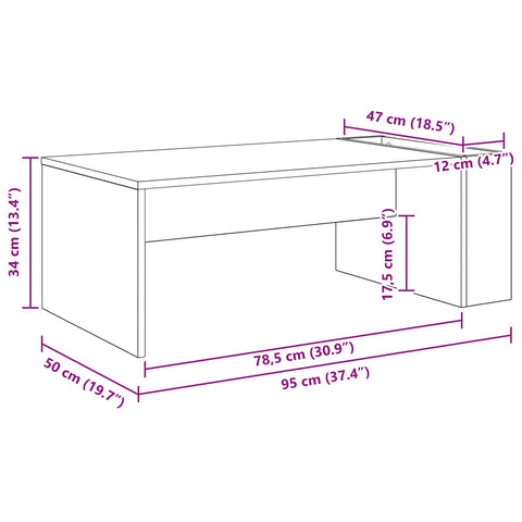 vidaXL Coffee Table Concrete Grey 95 x 50 x 34 cm Engineered Wood