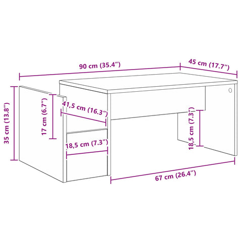 vidaXL Coffee Table White 90 x 45 x 35 cm Engineered Wood